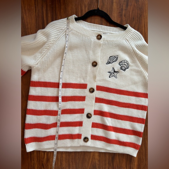 NEW English Factory Women's Breton Striped Cardigan with Shell Embroidery Medium - Picture 9 of 9